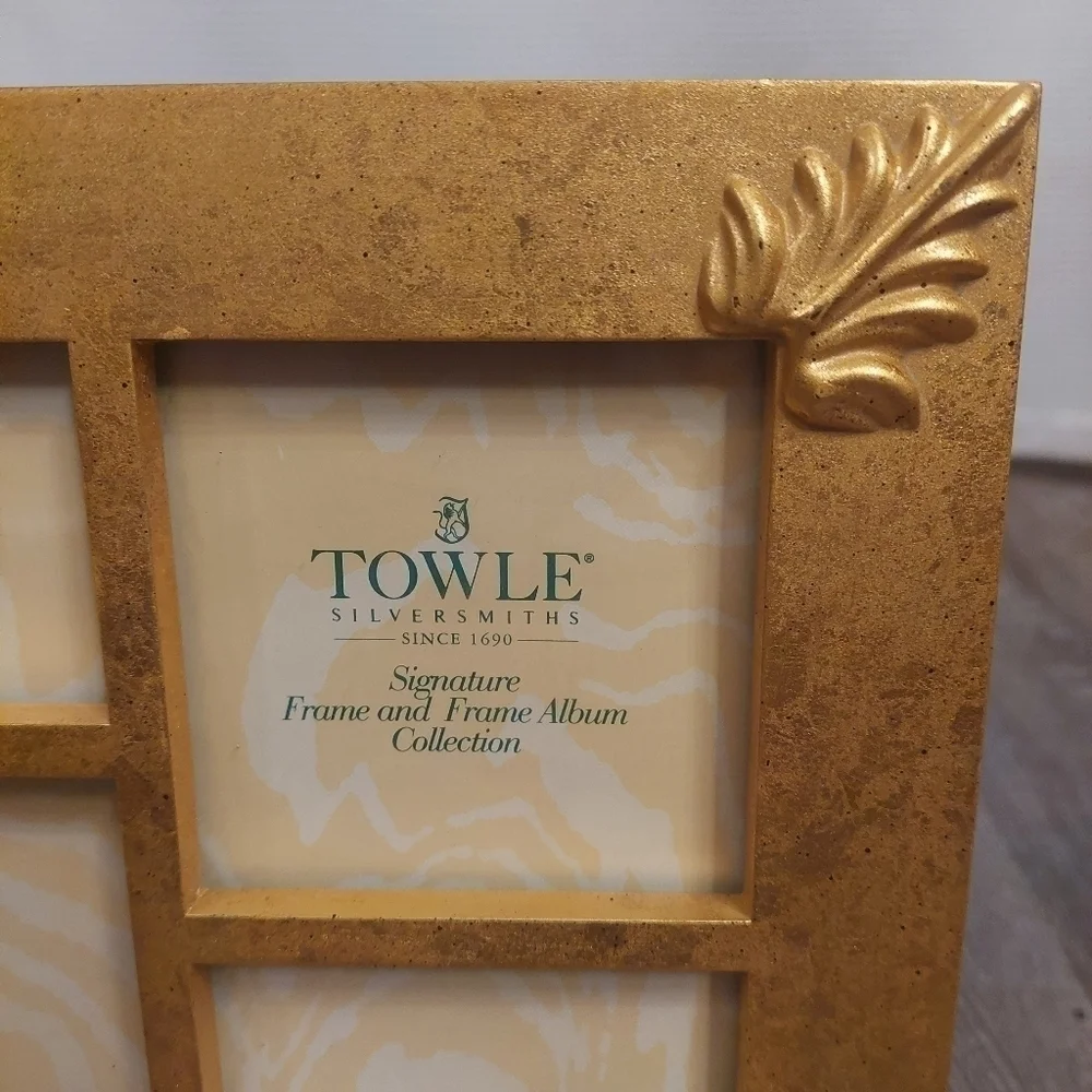 TOWLE Silversmiths gold leaf collage picture frame